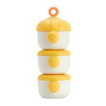 3-Laags Melkpoeder Dispenser, Stapelbaar en Draagbaar, Grote Capaciteit, Ideaal voor Buiten en Snacks Opslag Geel