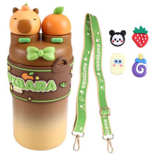 Capybara Themes Roestvrijstalen Thermosfles, 550 Ml Grote Capaciteit, Thermosbeker voor Kinderen.