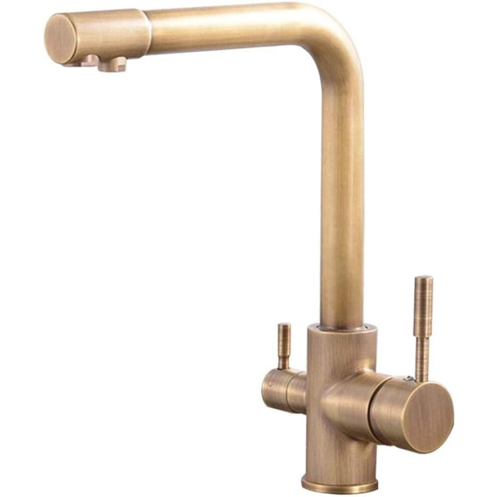 3 Way Kitchen Tap With Water Filter, Brass Dual Outlet, 360 Swivel Spout For Hot Cold Water 9382693281302