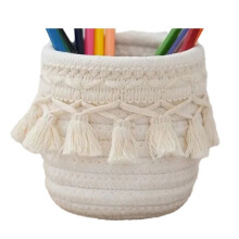Cesta de Almacenamiento Tejida A Mano con Cordón de Algodón. Ideal para Guardar Juguetes, Cosméticos, Llaves, Refrigerios y Otros Artículos de