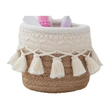 Cesta de Almacenamiento Tejida A Mano con Cordón de Algodón. Ideal para Guardar Juguetes, Cosméticos, Llaves, Refrigerios y Otros Artículos de
