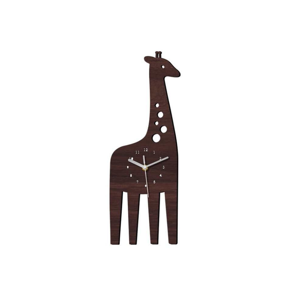 Giraffe Wooden Clock Digital Wooden Silent Clock Children'S Room Kindergarten Wall Decoration Children'S Room Wall Clock