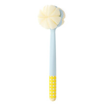 Dopamin-Blumen-Badebürste, Langer Griff, mit Fußschleifer, Duschkörper, Doppelseitiger Rückenschrubber, Gelbes Fell
