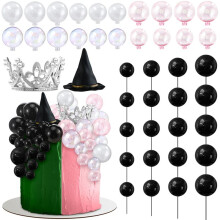 42 Stück Hexen-Partyzubehör, Schwarze Luftballons, Tortenaufsatz, -Luftballons, Hexenhut-Fantasie für Geburtstagstorten-Dekoration