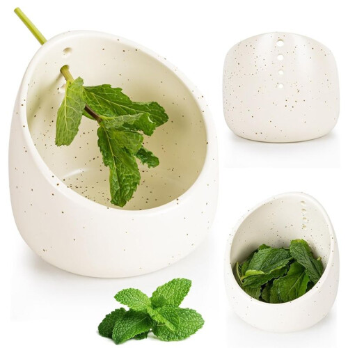 Pottery Herbs Stripper Bowl, Small Handmade Ceramic Herbs Stripper, Ceramic Herbs Grinder Pill Crusher Set 2