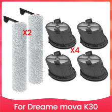 Compatibel met voor MOVA K30 Vloerreiniger Stofzuigeronderdelen, 2 Rolborstels + 4 HEPA-Filters
