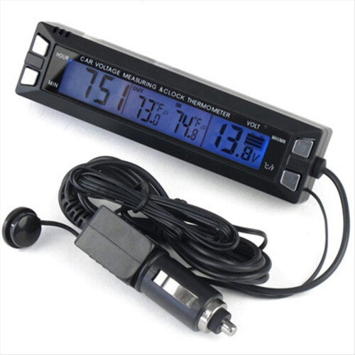 12V 24V Car Thermometer LCD Digital Vehicle Voltag