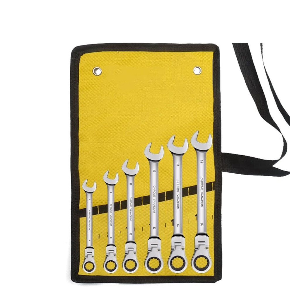 622Mm Ratcheting Spanner Set With Flex Head, Chrome Plated Metric Gear Ring Wrenches 6Pcs 9199774007832