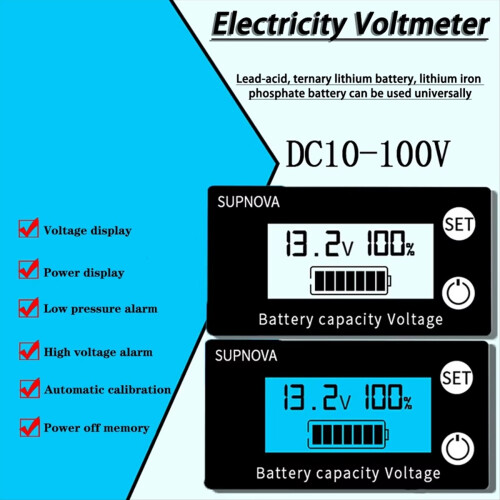 Battery Capacity Indicator DC 8V-100V Lead Acid Li 1