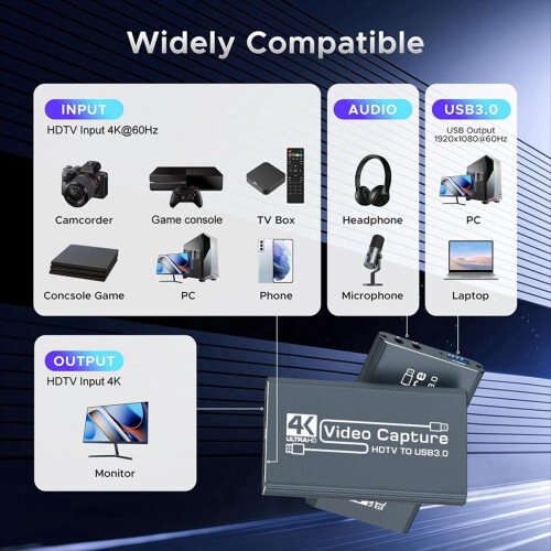 4K -Compatible USB3.0 Video Capture Card 1080P 60f 1