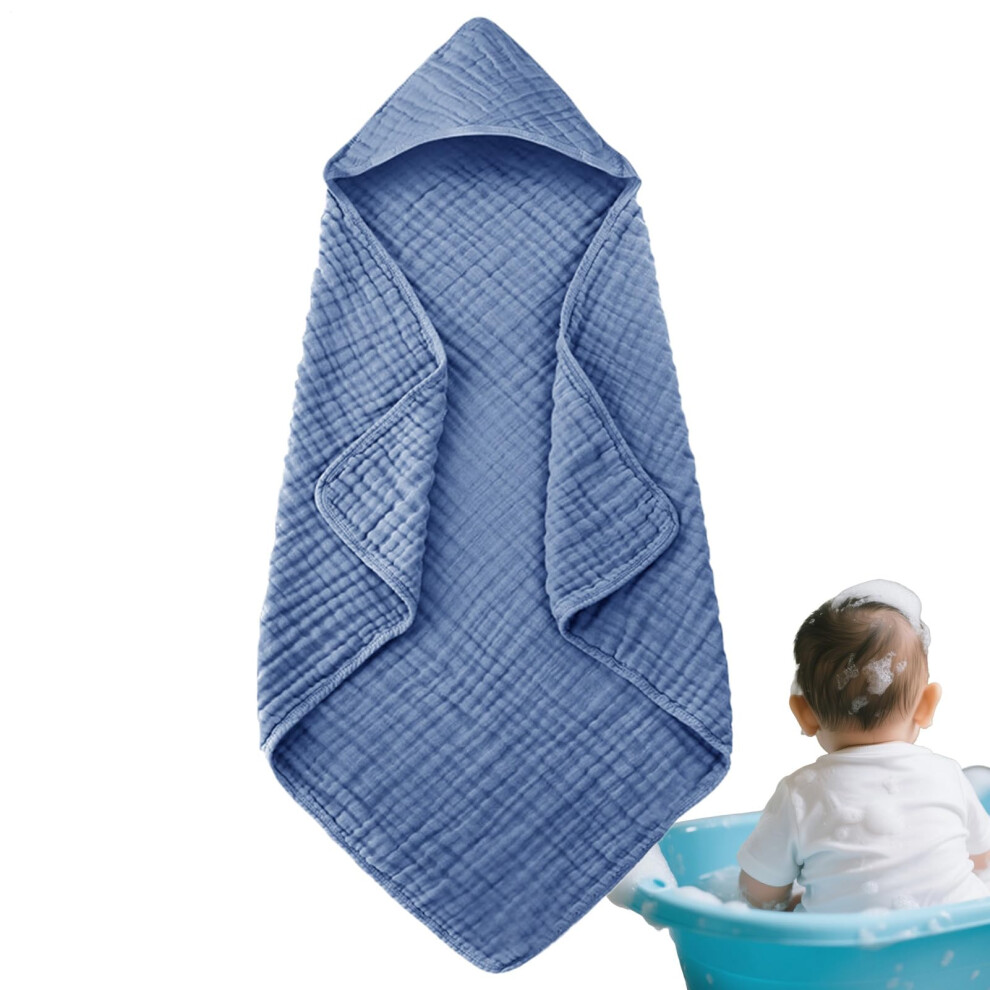 Baby Hooded Towel Cotton 35X35 Inch Unisex Quickdrying For 03 Years Dark Blue