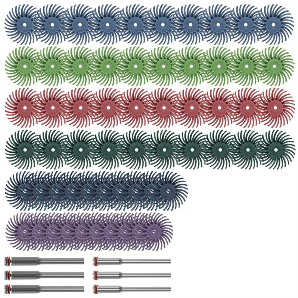 66Pcs 1 Inch Radial Bristle Disc Kit With 1/8In Sh 4853202243357
