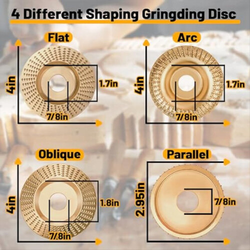 4PCS Angle Grinder Wood Carving Disc Set for 4In o 2