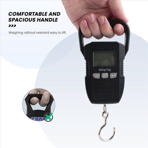 Black 60Kg/10G LCD Digital Hanging Scale USB Recha 1