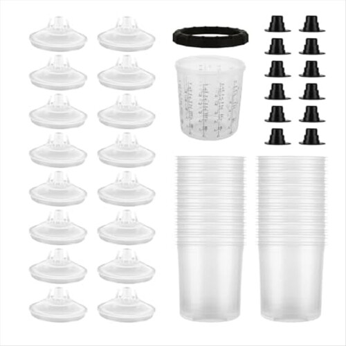 25-Pack Disposable Paint GunCup Liners and Caps Sy 1