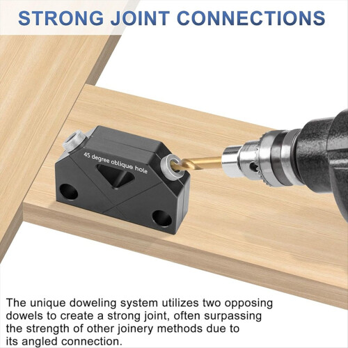Dowel Jig for Angled Joints, Kit with Drill Bit,He 2