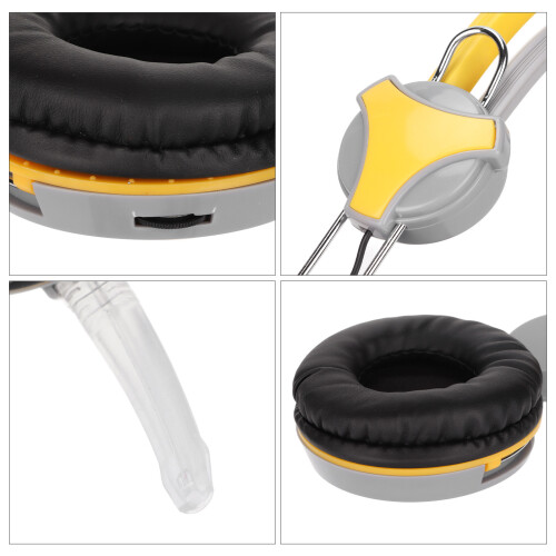 Auriculares gaming de 40 mm, amarillos, con micrófono para PC con cable 2