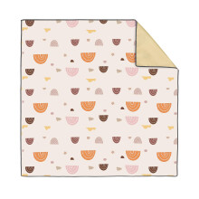 Reusable Silicone Splash Mat For Kids Highchair Dining And Play Large Waterproof Floor Protector Beige Rainbow