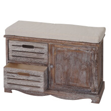 Sitzbank Asti, Bank Kommode, Shabby-Look Vintage MVG-zertifiziert 49x71x32cm braun