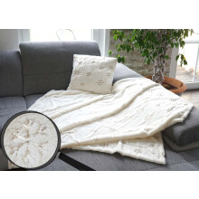 Set Kuscheldecke + Deko-Kissen Schnee, Wohndecke Sofadecke Zierkissen+Füllung, flauschig Pailletten