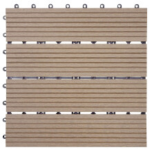 WPC Bodenfliese Sarthe, Holzoptik Balkon/Terrasse, 11x je 30x30cm = 1qm