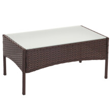 Poly-Rattan Gartentisch Hamar, Beistelltisch Tisch mit Glasplatte