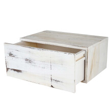 Mensola ripiano decorativo con cassetto shabby vintage MCW-C55 legno 30x46x21cm
