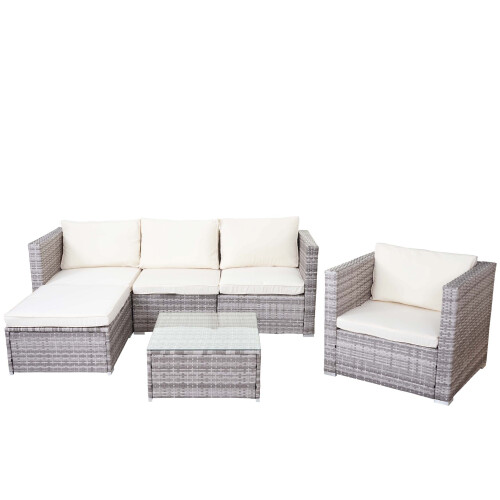 Poly-Rattan-Garnitur Busto, Gartengarnitur Sitzgruppe Sofa Lounge-Set