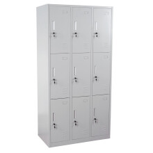 Schließfach Preston T829, Schließfachschrank Wertfachschrank Spind, Metall 9 Fächer, grau