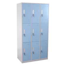 Schließfach Preston T829, Schließfachschrank Wertfachschrank Spind, Metall 9 Fächer, blau
