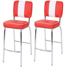 2er-Set Barhocker Akita, Barstuhl Tresenhocker, Retro 50er Jahre Design, Kunstleder MVG