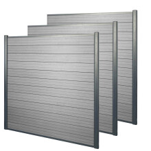 WPC-Sichtschutz Savoie, Windschutz Zaun, Alu Premium