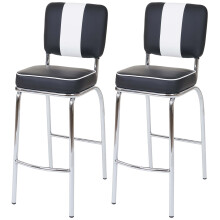 2er-Set Barhocker Akita, Barstuhl Tresenhocker, Retro 50er Jahre Design, Kunstleder MVG