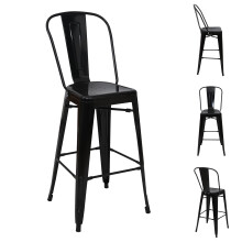 4er-Set Barhocker MCW-A73, Barstuhl Tresenhocker mit Lehne, Metall Industriedesign