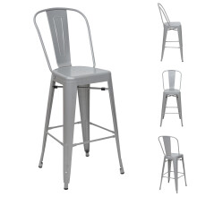4er-Set Barhocker MCW-A73, Barstuhl Tresenhocker mit Lehne, Metall Industriedesign