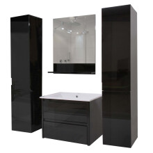 Badezimmerset MCW-B19, Waschtisch Wandspiegel 2x Hängeschrank, hochglanz