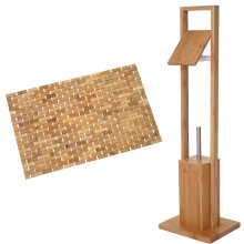 Badezimmerset MCW-B18, WC-Papierhalter Klopapierhalter Badematte Badvorleger Badmöbel Badset, Bambus