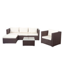 Poly-Rattan-Garnitur Busto, Gartengarnitur Sitzgruppe Sofa Lounge-Set