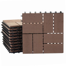 WPC Bodenfliese Sarthe, Holzoptik Balkon/Terrasse, 11x je 30x30cm = 1qm