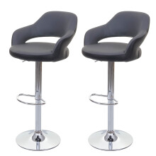 2er-Set Barhocker MCW-F16, Barstuhl Tresenhocker Drehhocker, mit Lehne Kunstleder