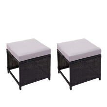 2er-Set Poly-Rattan Hocker MCW-G16, Gartenhocker Sitzhocker, Gastronomie