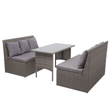 Poly-Rattan Garnitur MCW-G16, Garten-/Lounge-Set Sitzgruppe, Gastronomie 2x2er Sofa Tisch