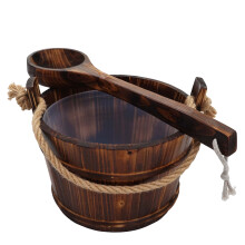Saunakübel mit Einsatz MCW-B26, Saunazubehör Saunaeimer Saunakelle Aufguss, Kiefernholz 3,5 L