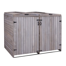 XL 2er-/4er-Mülltonnenverkleidung MCW-H74, Mülltonnenbox, erweiterbar 126x158x98cm Holz MVG