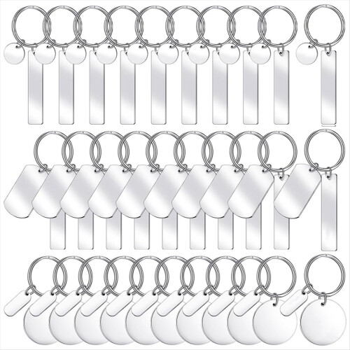 30Pcs Engravable Metal Keychain Stamping Blanks fo