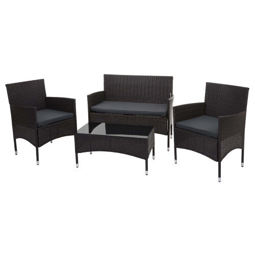 Poly-Rattan Garnitur MCW-F55, Balkon-/Garten-/Lounge-Set Sofa Sitzgruppe