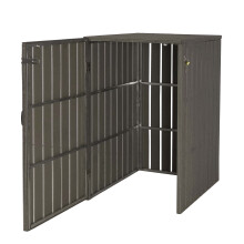 1er WPC-Mülltonnenverkleidung MCW-J28, Mülltonnenbox, Metall Holzoptik, erweiterbar 240l