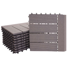 WPC Bodenfliese Sarthe + Abschluss, Holzoptik Balkon/Terrasse, 11x je 30x30cm = 1qm Premium