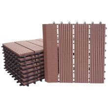 WPC Bodenfliese Sarthe + Abschluss, Holzoptik Balkon/Terrasse, 11x je 30x30cm = 1qm Premium