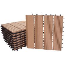 WPC Bodenfliese Sarthe + Abschluss, Holzoptik Balkon/Terrasse, 11x je 30x30cm = 1qm Premium